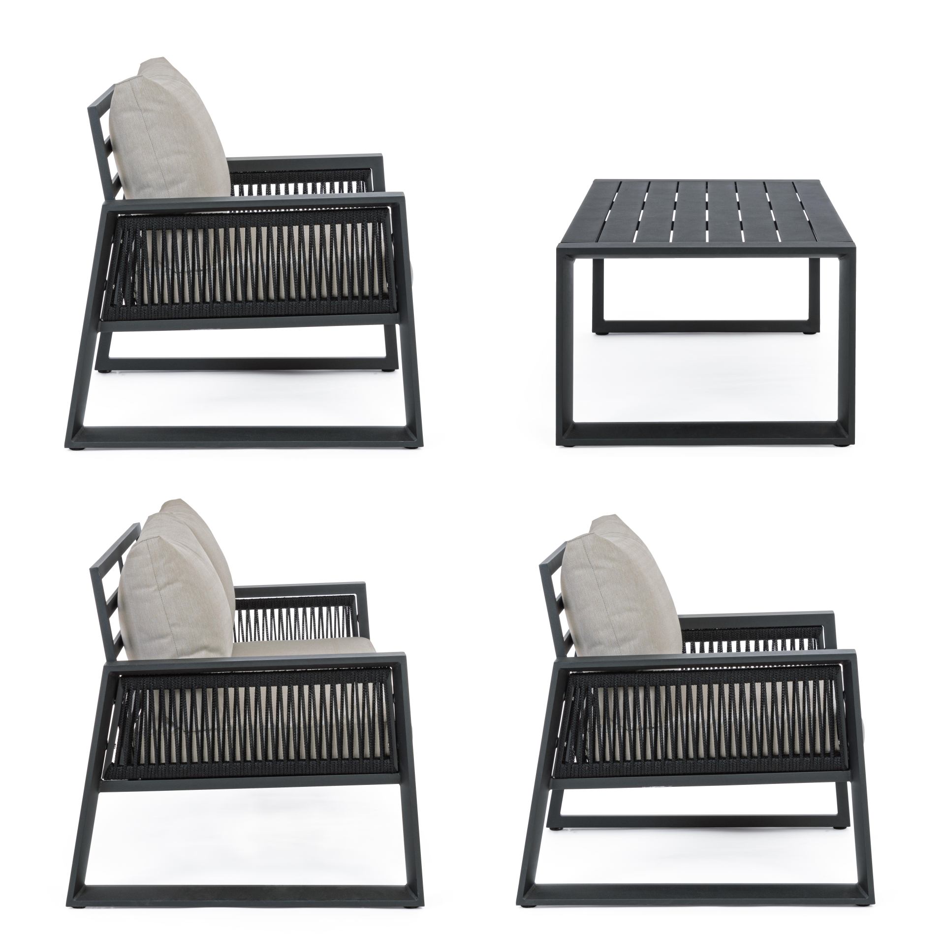 Lounge-Set 4 teilig inkl. Kissen CAPTIVA anthrazit