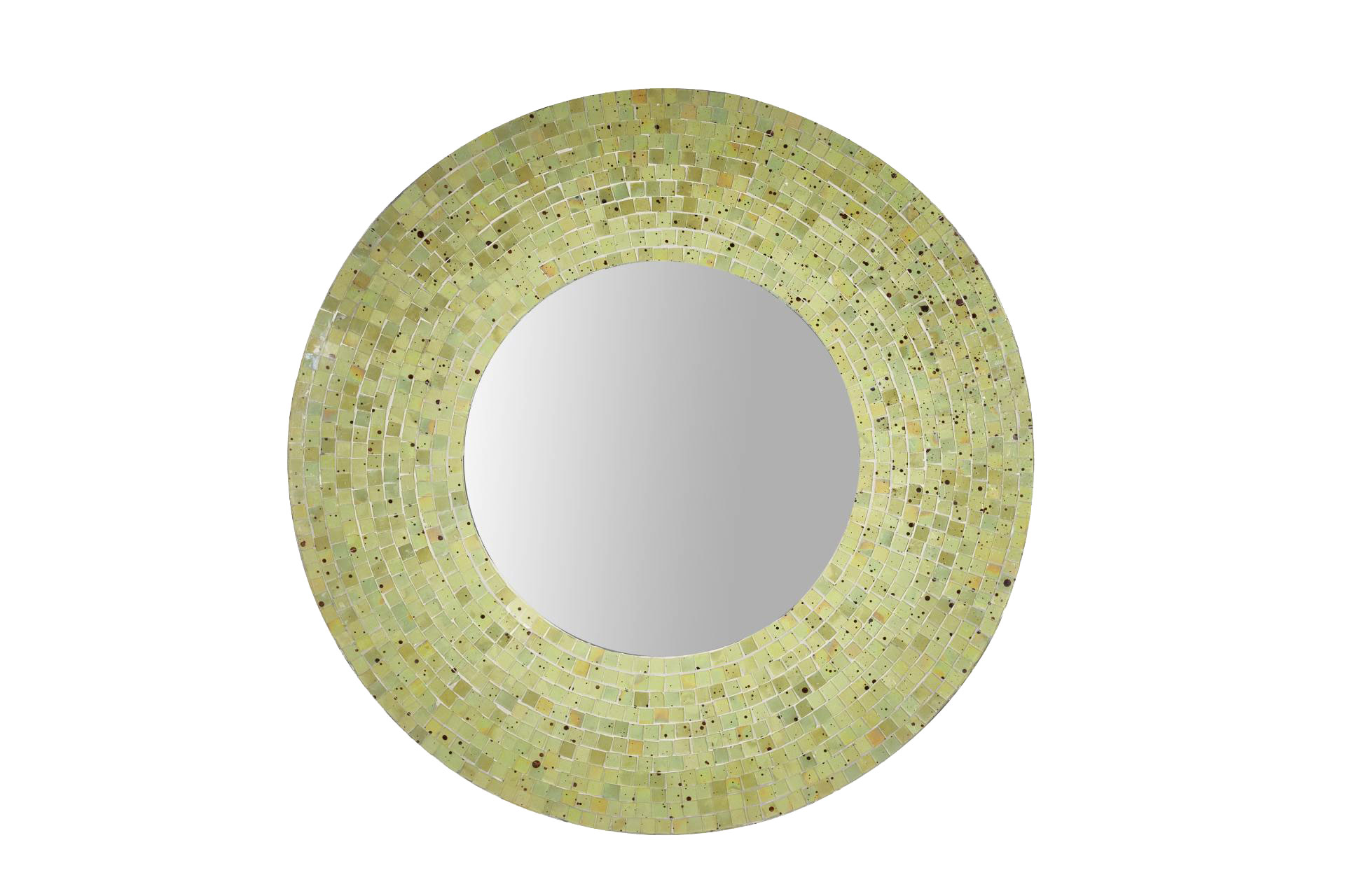 Spiegel mit gelben Glasmosaikrahmen