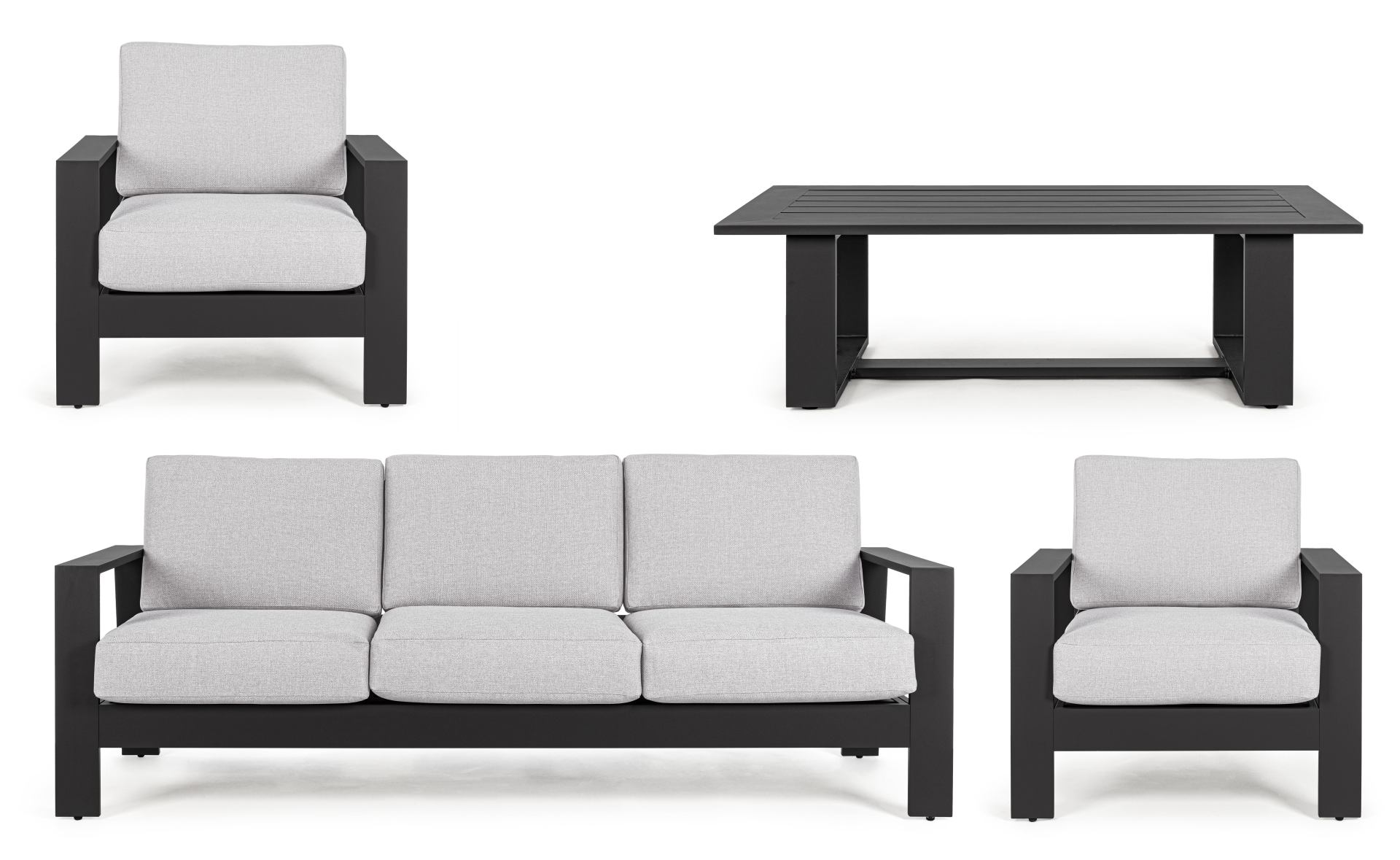 BALTIC  Lounge-Set4 mit Kissen anthrazit