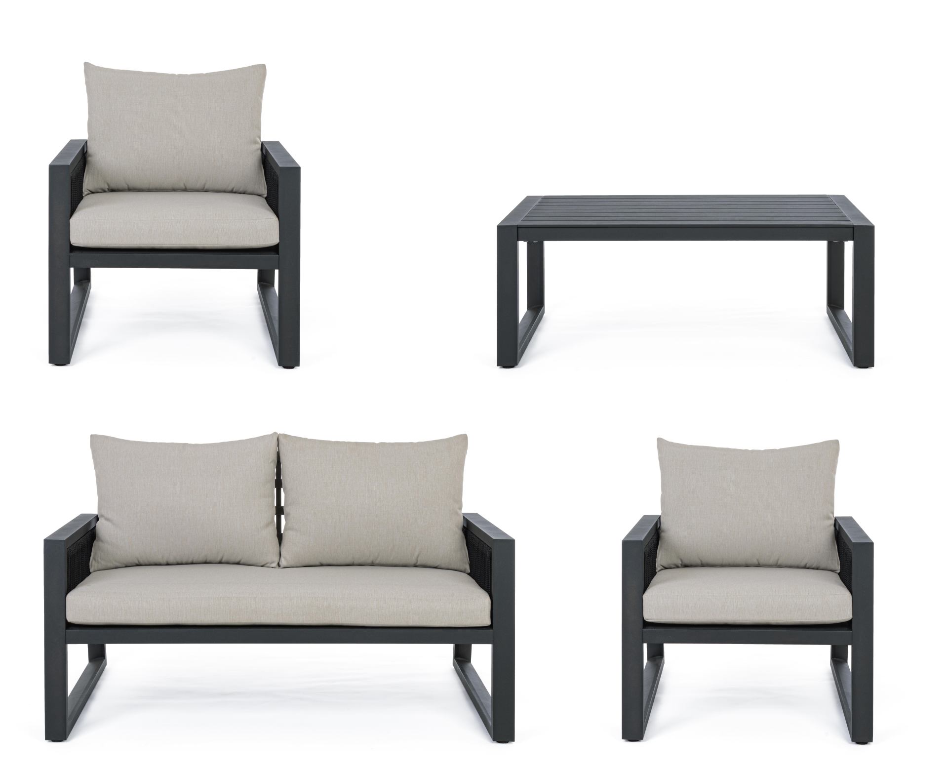 Lounge-Set 4 teilig inkl. Kissen CAPTIVA anthrazit