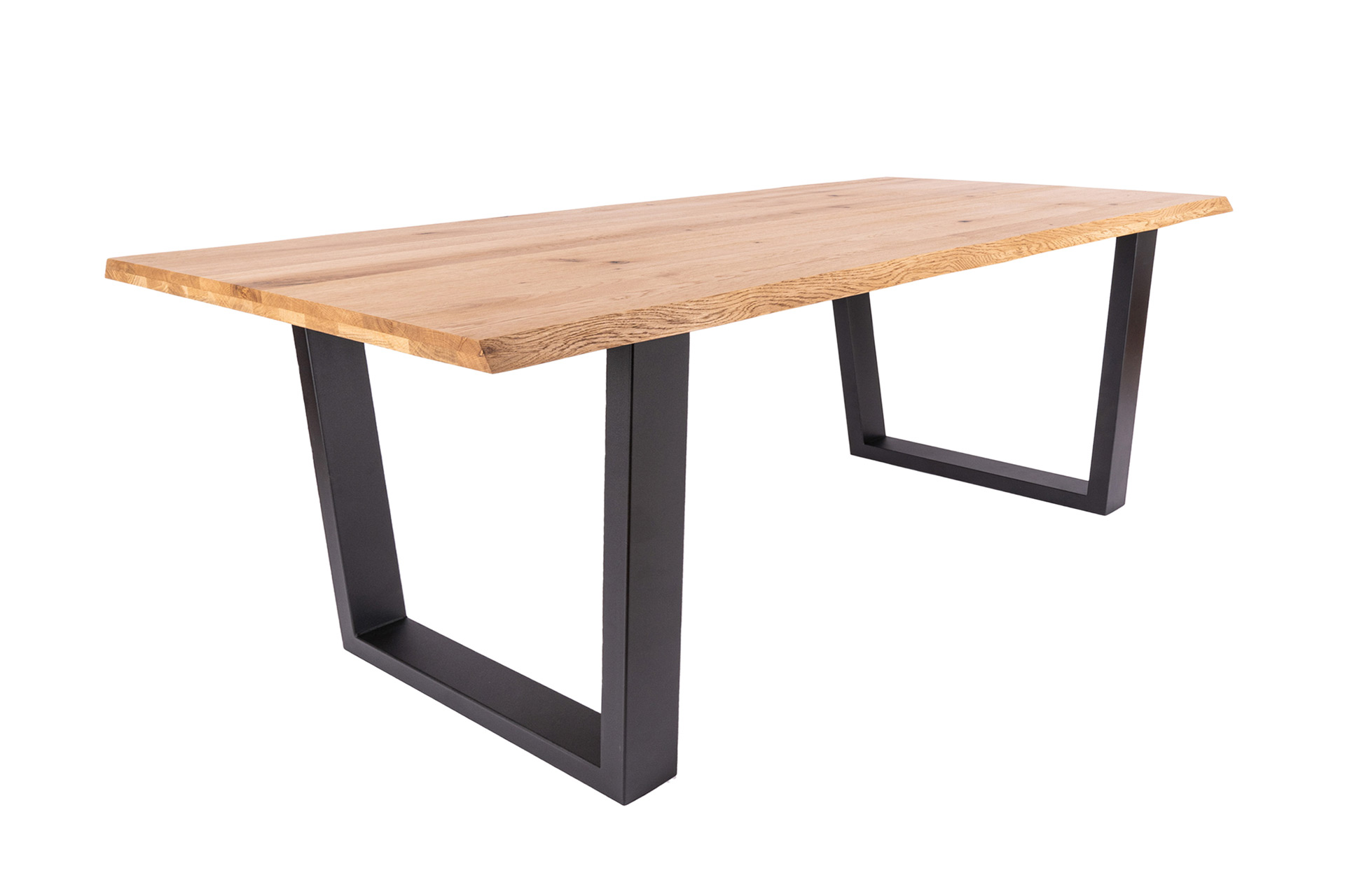 Esstisch mit Eiche Tischplatte und schwarzem Metallgestell