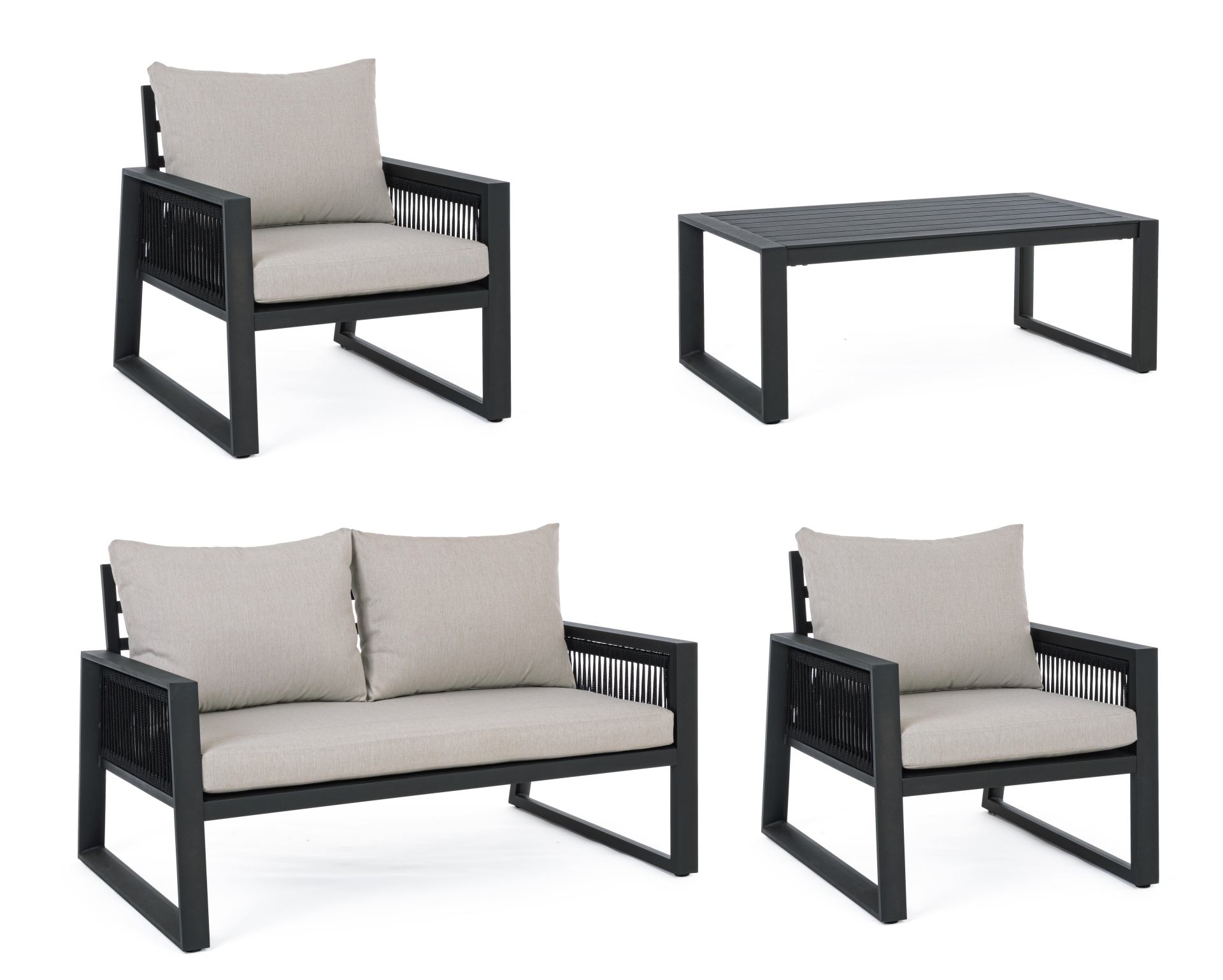 Lounge-Set 4 teilig inkl. Kissen CAPTIVA anthrazit