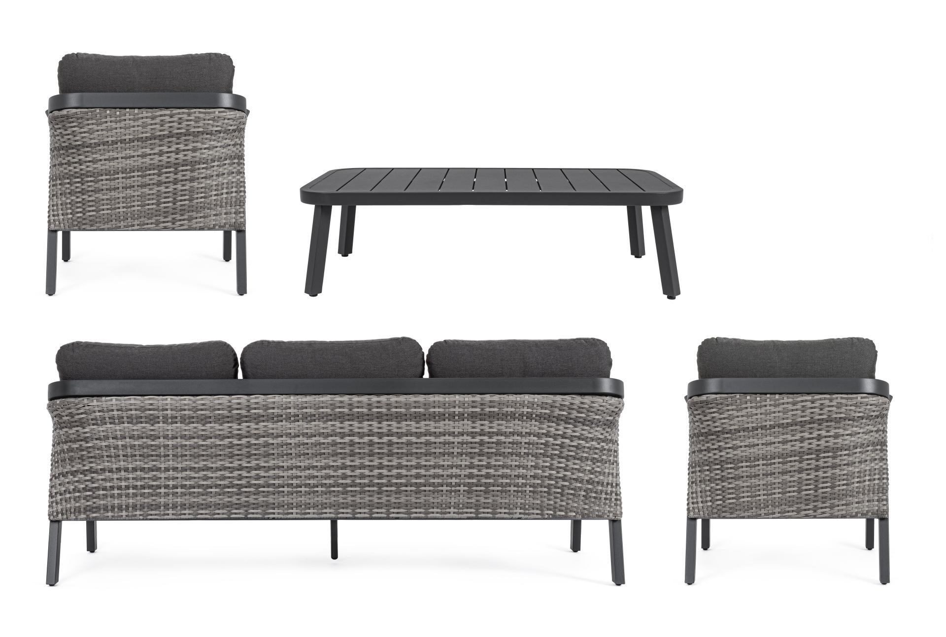 CORDOVA Lounge-Set4 mit Kissen anthrazit