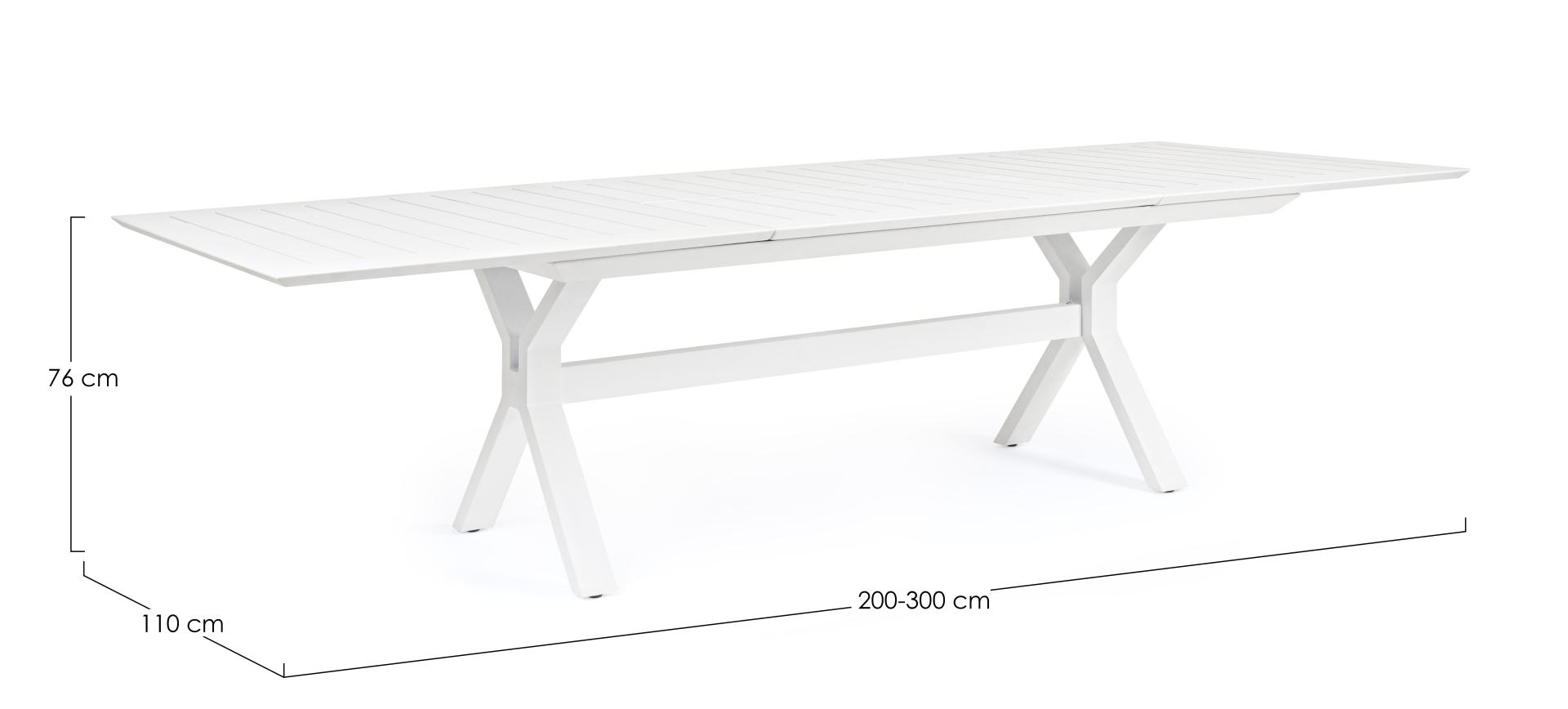 Gartentisch weiß | ausziehbar KENYON  200 - 300 cm