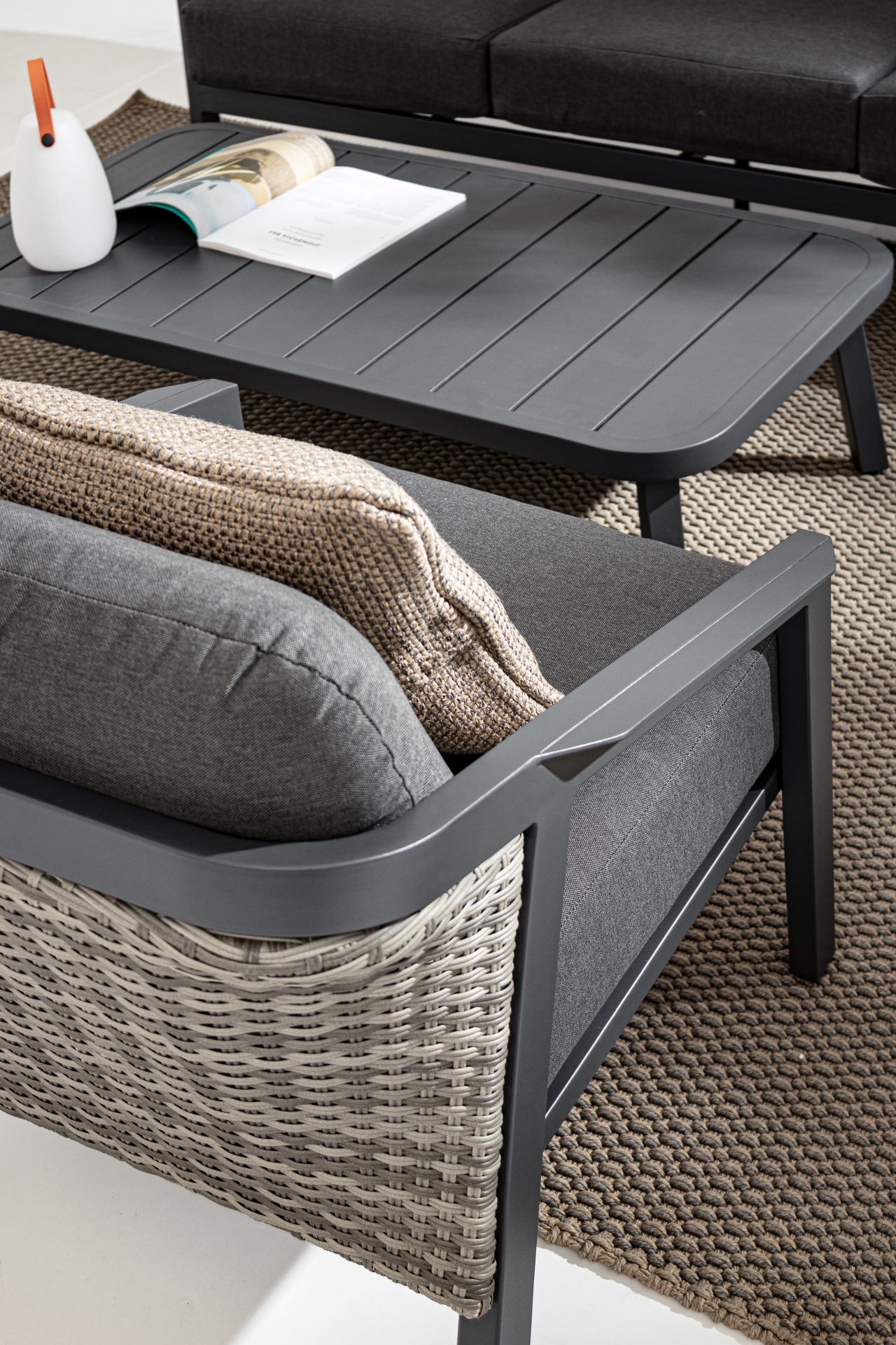 CORDOVA Lounge-Set4 mit Kissen anthrazit