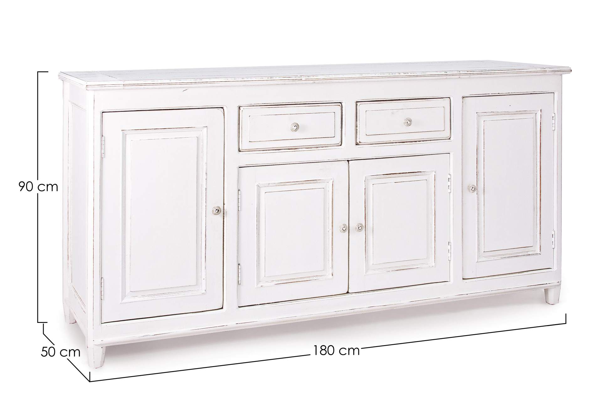 Weißes Sideboard COLETTE  4 Türen - 2 Schubladen