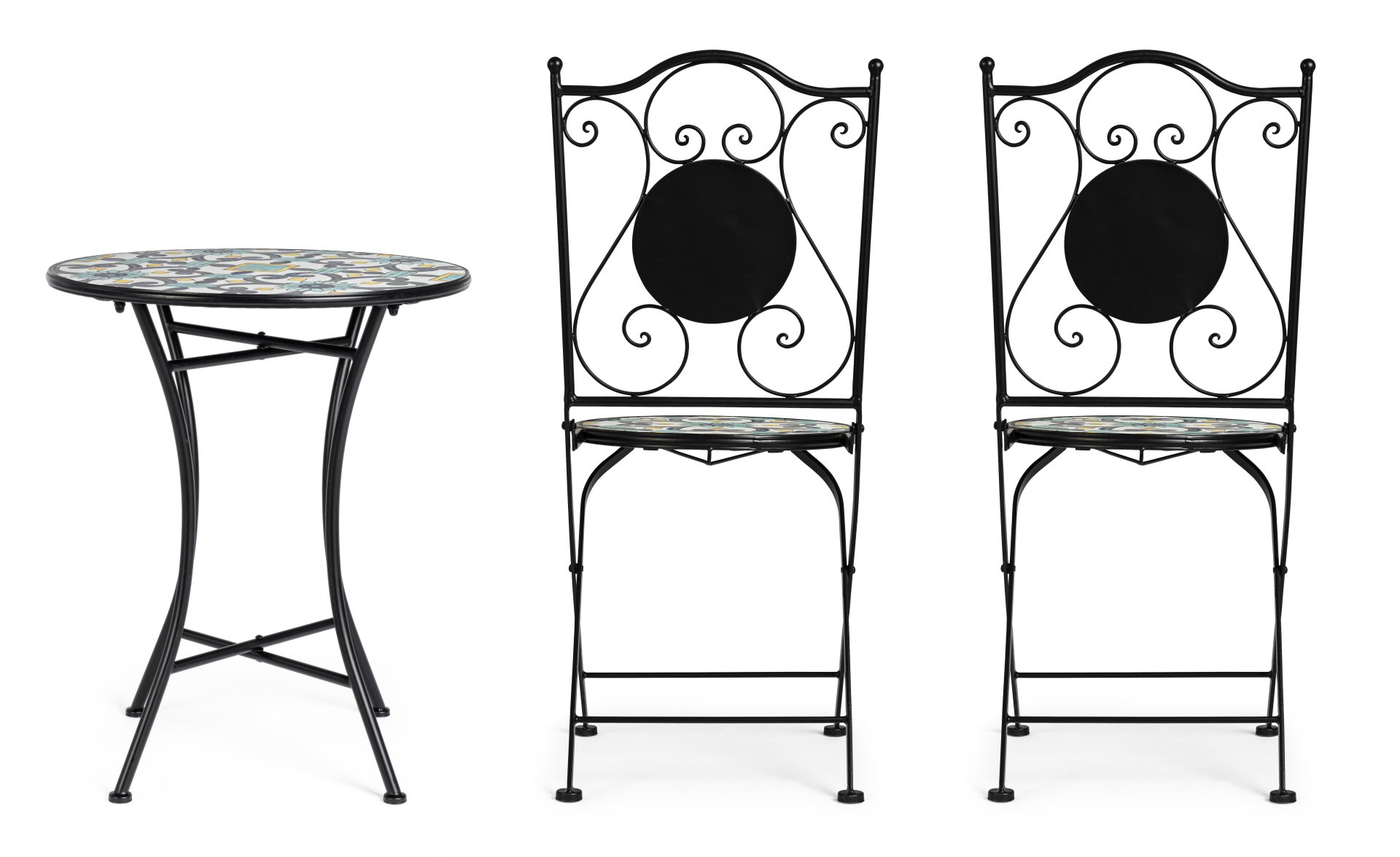 Tisch 3er SET- 2 klappbare Stühle POSITANO