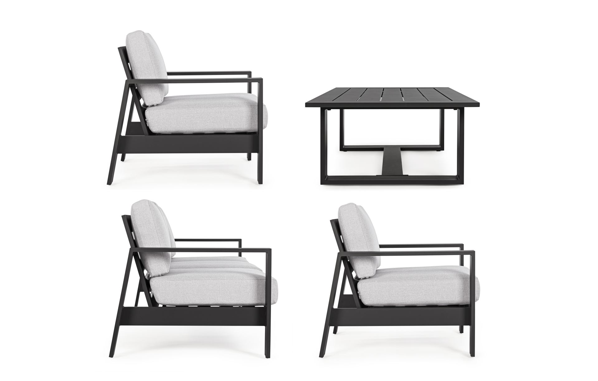 BALTIC  Lounge-Set4 mit Kissen anthrazit