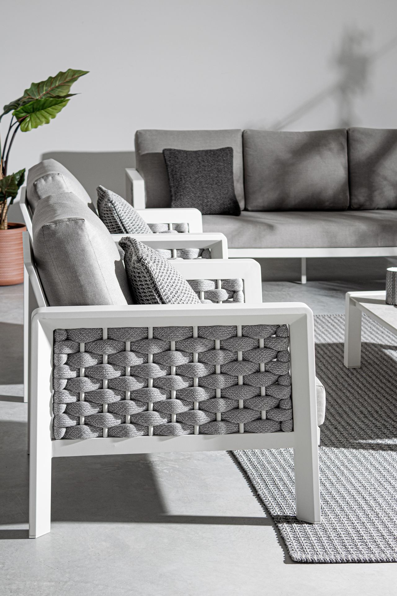 Outdoor Lounge | Set 4 teilig - OTAVIO weiß - grau 