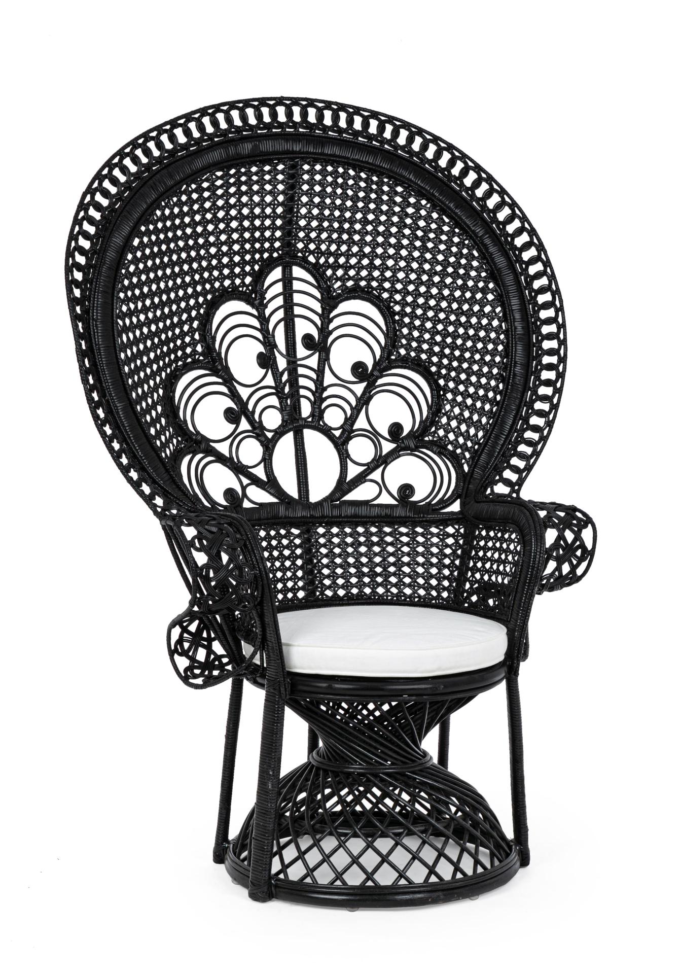 Sessel mit Kissen PEACOCK schwarz