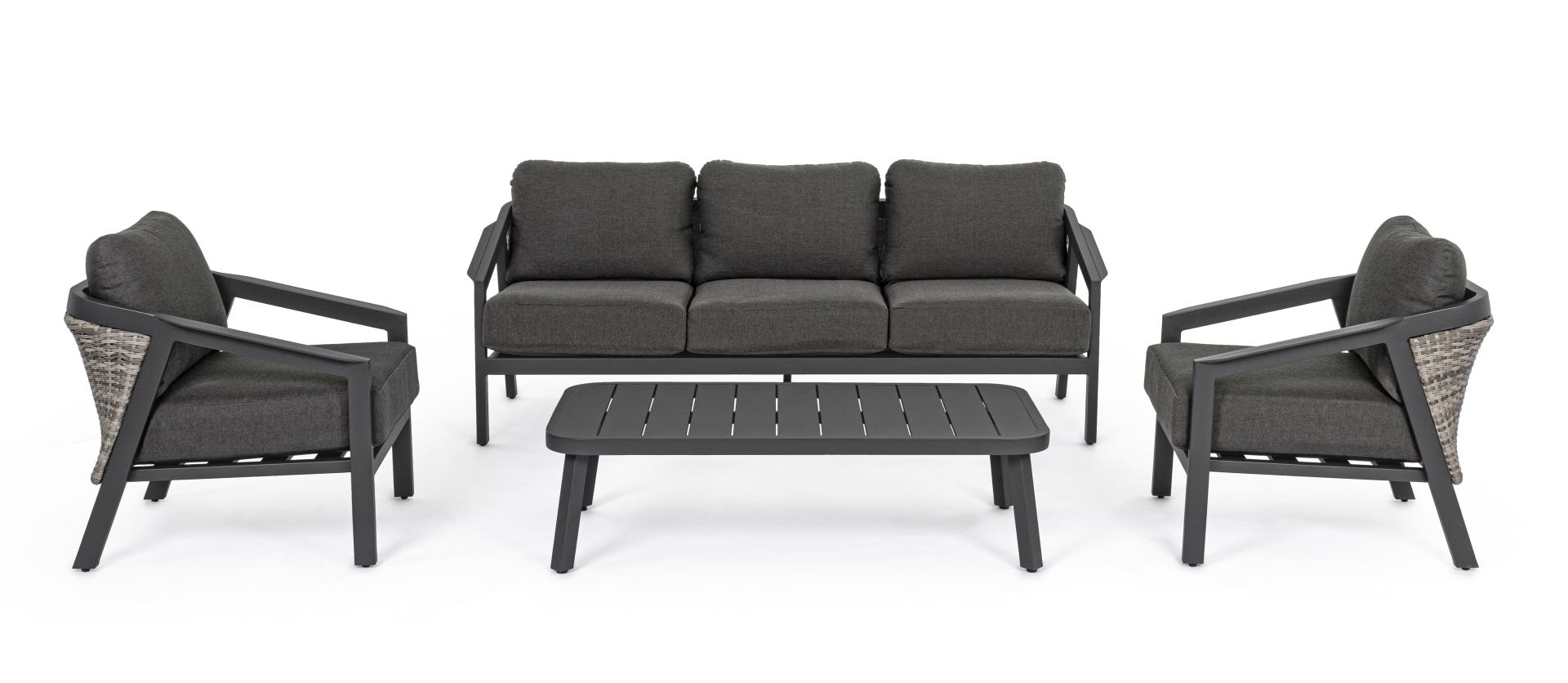 CORDOVA Lounge-Set4 mit Kissen anthrazit
