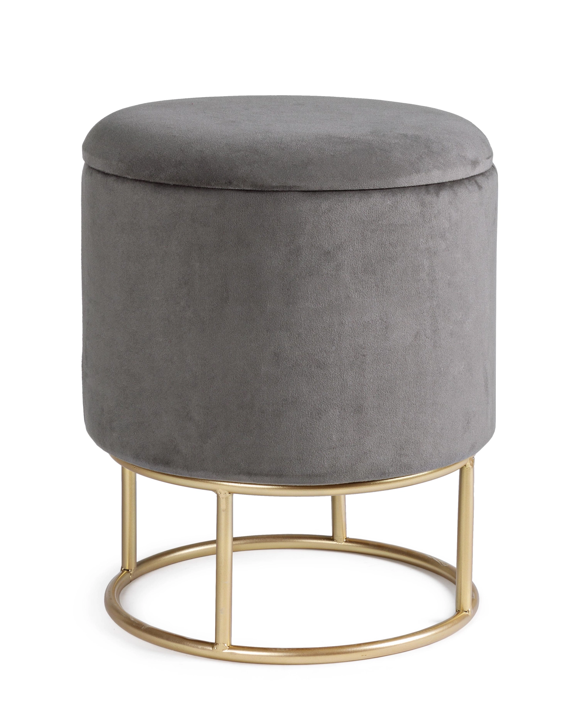 HOCKER MIT Stauraum SAMT GRAU OPAL