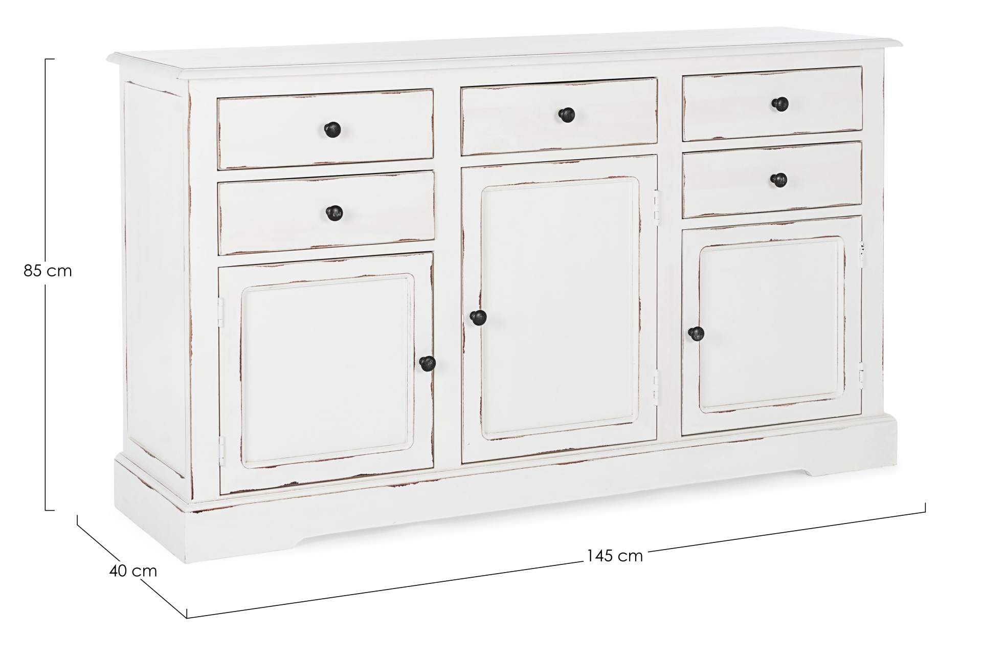 Sideboard weiß JEFFERSON 3 Türen - 5 Schubladen 