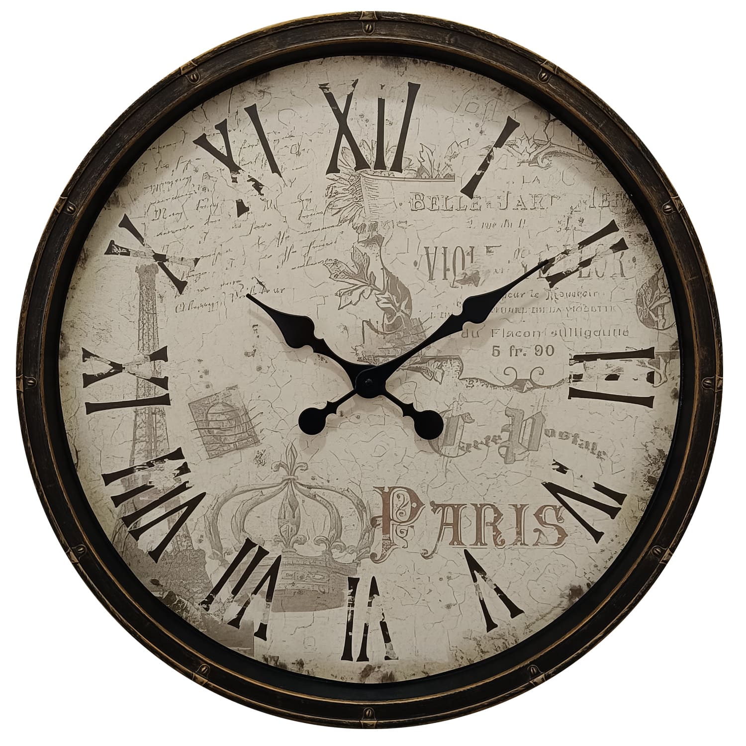 Große Wanduhr im Vintage-Stil mit Römischen Ziffern – Zeitlose Eleganz für Ihr Zuhause