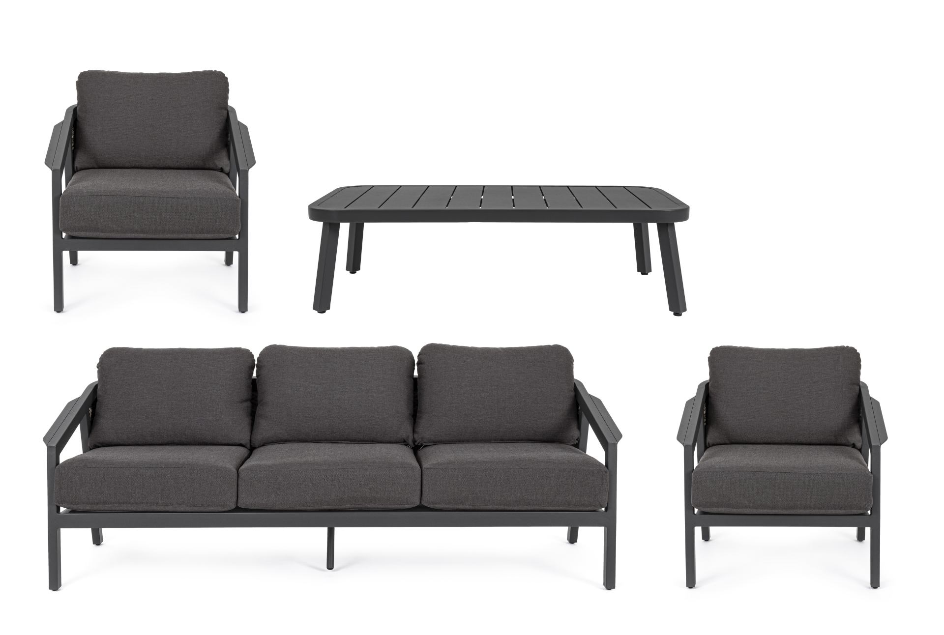 CORDOVA Lounge-Set4 mit Kissen anthrazit