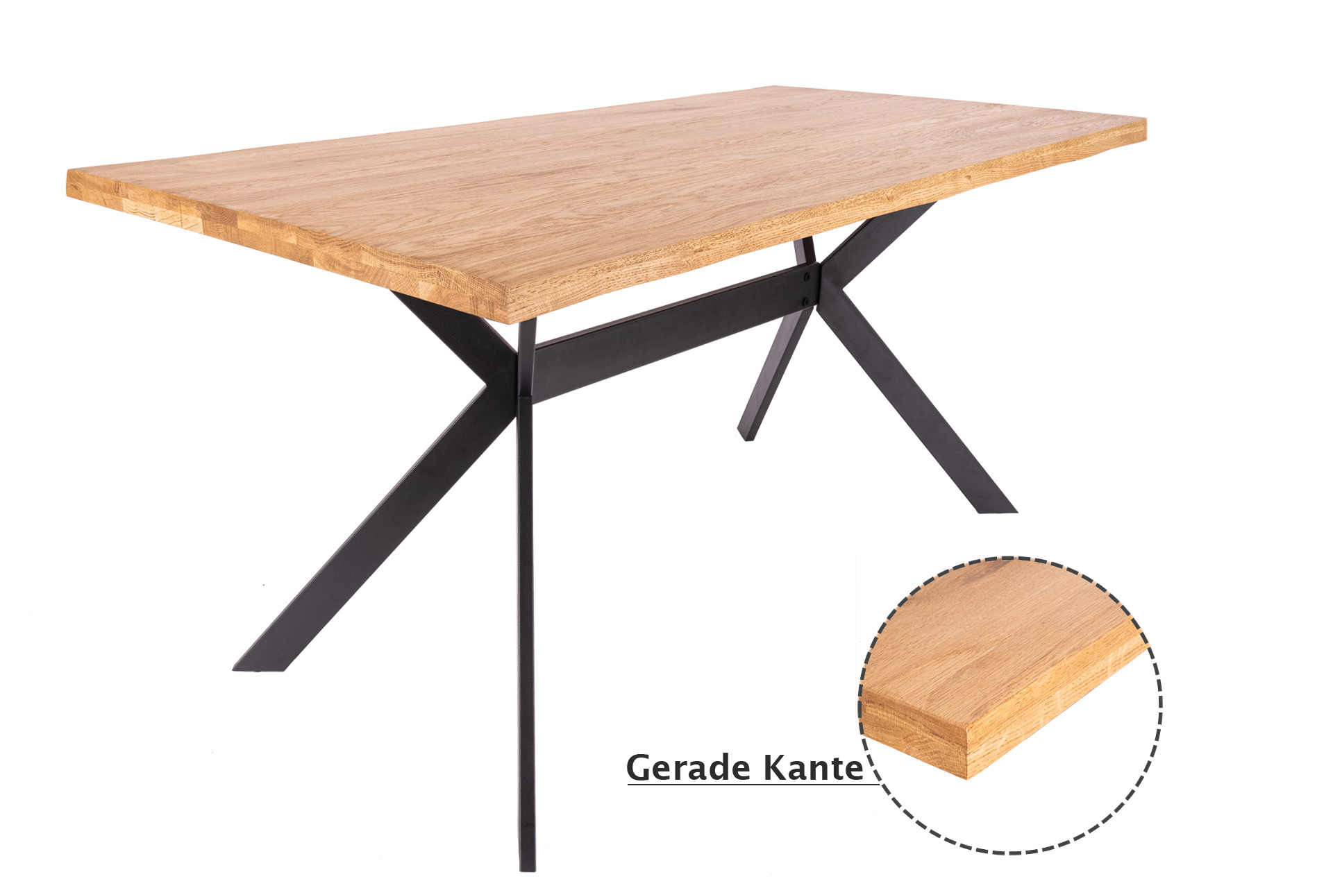 Esstisch mit gerader Kante - Eiche Tischplatte