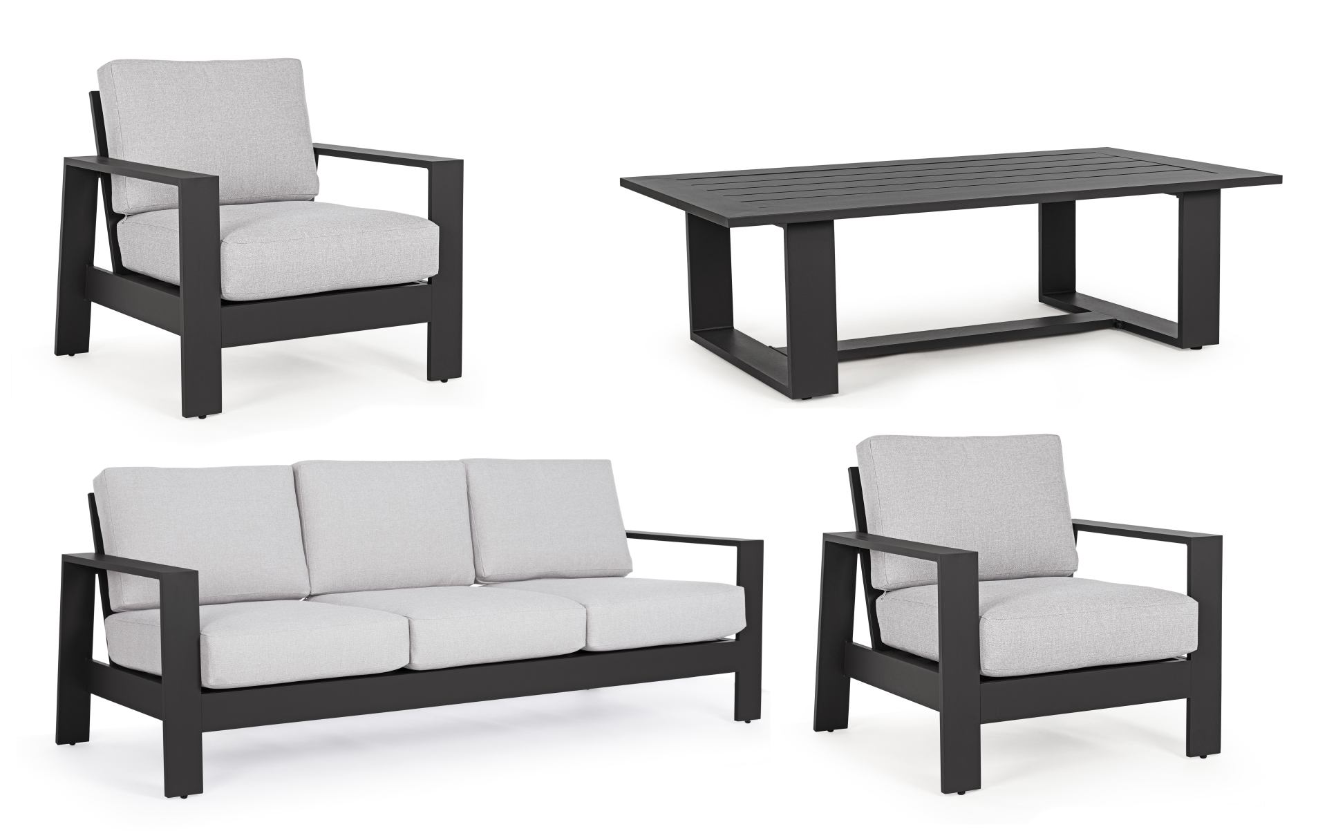 BALTIC  Lounge-Set4 mit Kissen anthrazit