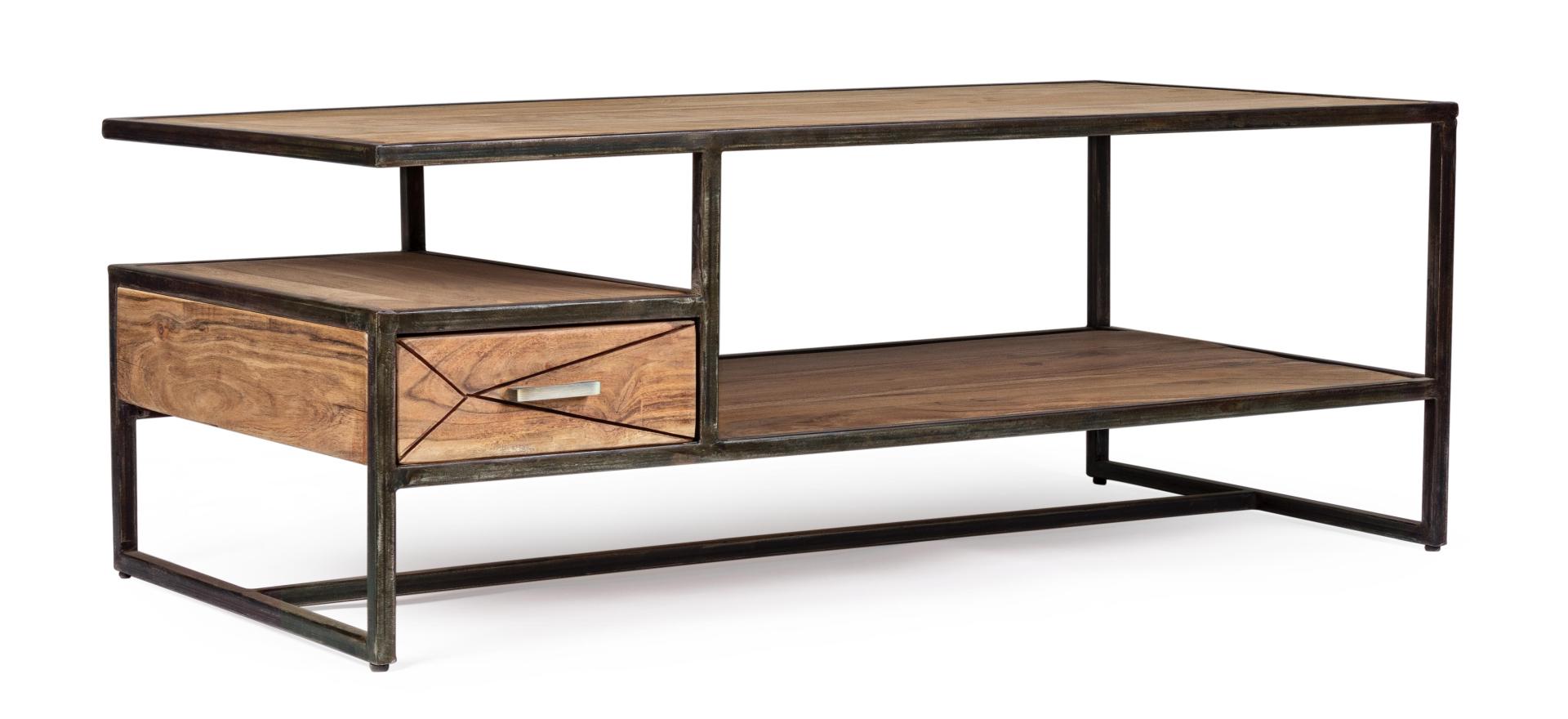 Design Couchtisch -Wohnzimmertisch mit Schublade - Akazienholz