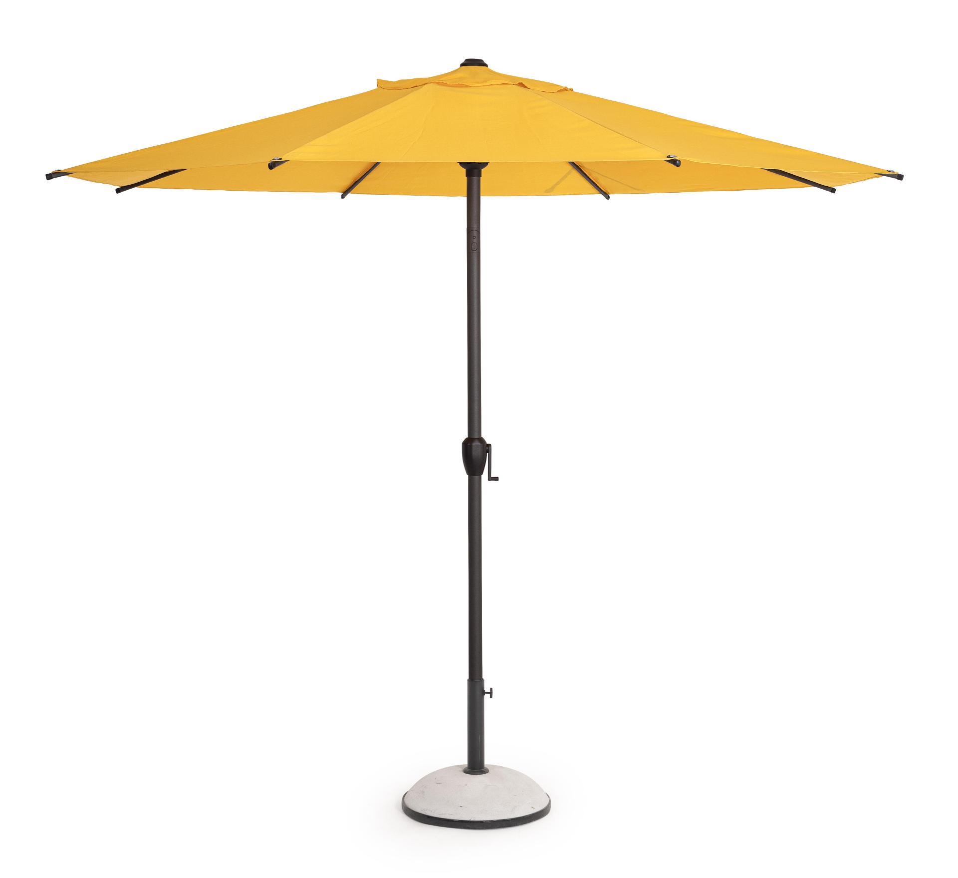 Sonnenschirm in Gelb mit Kurbel und Schrägstellung