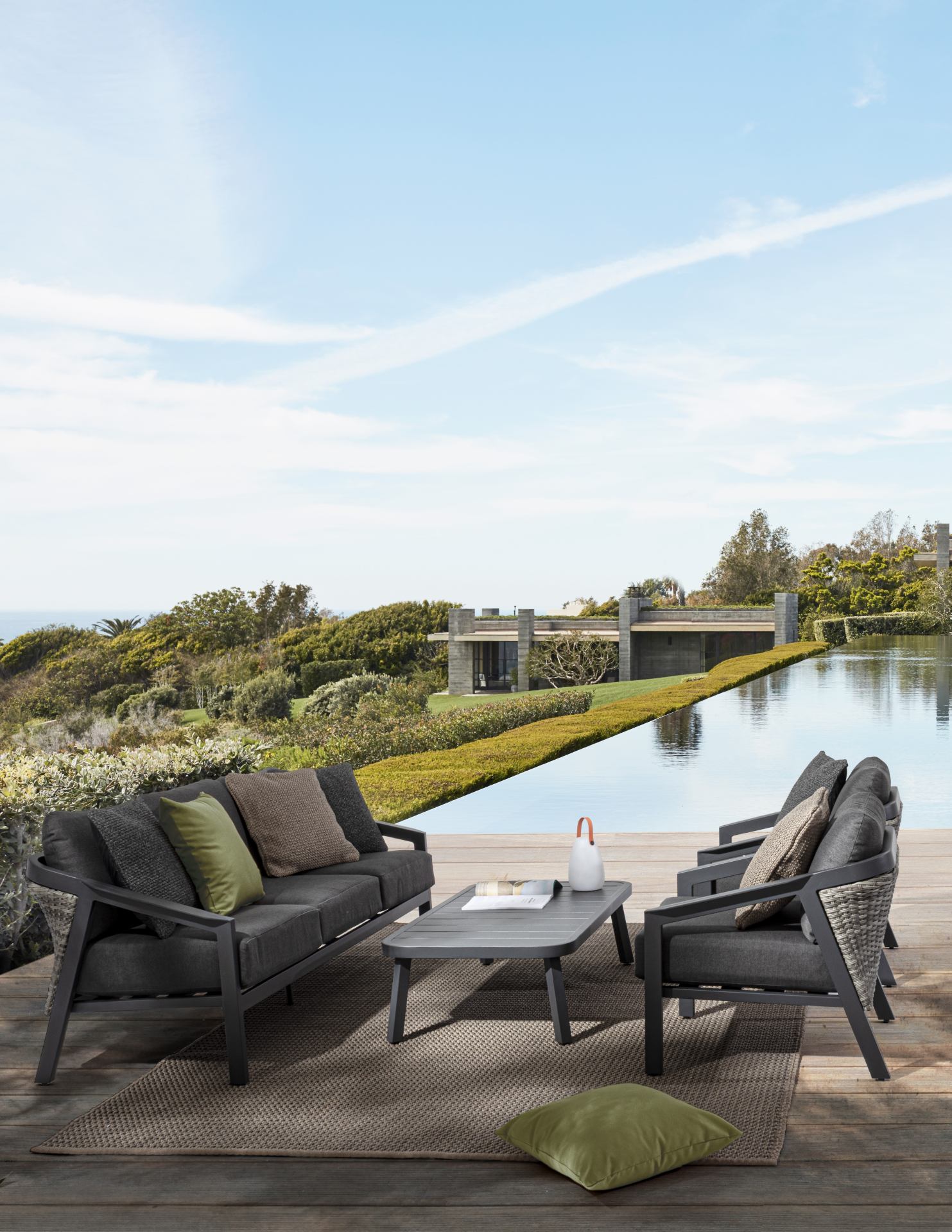 CORDOVA Lounge-Set4 mit Kissen anthrazit