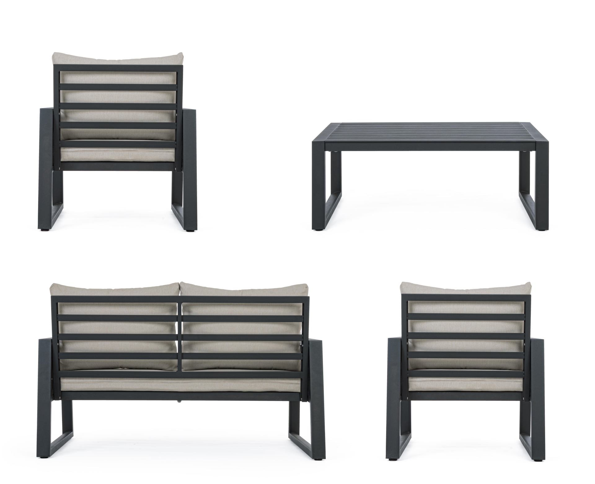 Lounge-Set 4 teilig inkl. Kissen CAPTIVA anthrazit